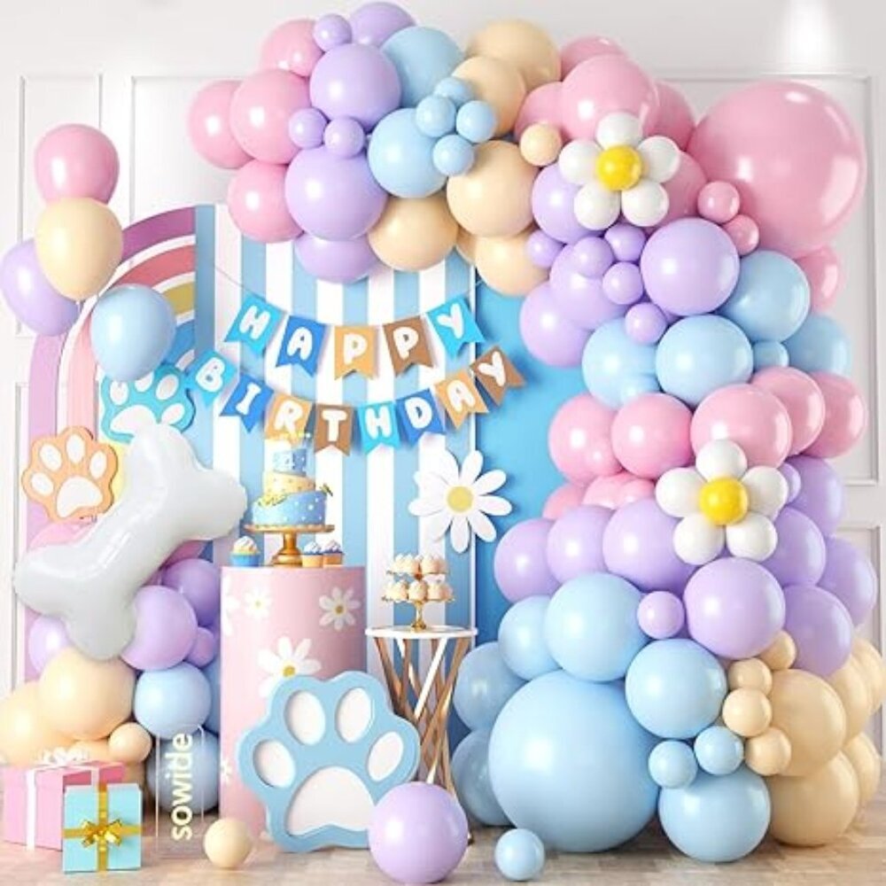 New In Packaging Dog-Themed Pastel Balloon Garland Kit With 102 Balloons